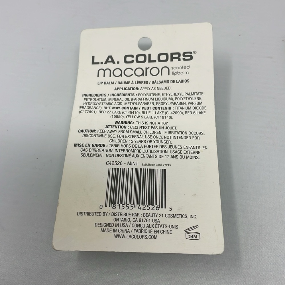 NEW L.A. COLORS MACARON LIP BALM SCENTED - THIS IS MINT TO BE lot of 2 - Picture 3 of 3